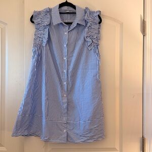 Blue Striped Sleeveless Dress